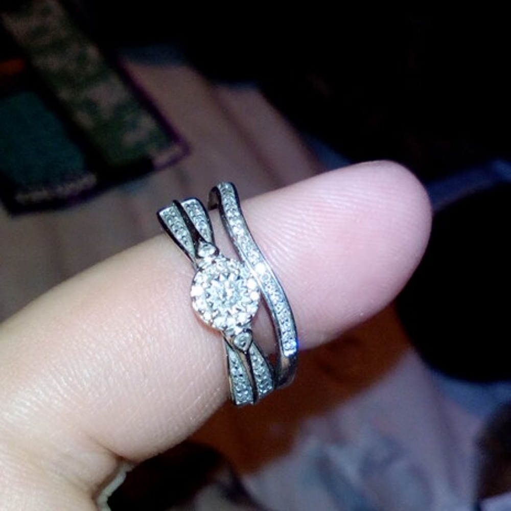 3 ct 10 k white gold diamond ring set
